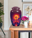 10-inch Classic Cross Urn, Aurora Borealis themed urn.