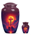 10-inch Classic Cross Urn, Aurora Borealis themed urn.