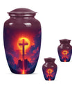 10-inch Classic Cross Urn, Aurora Borealis themed urn.