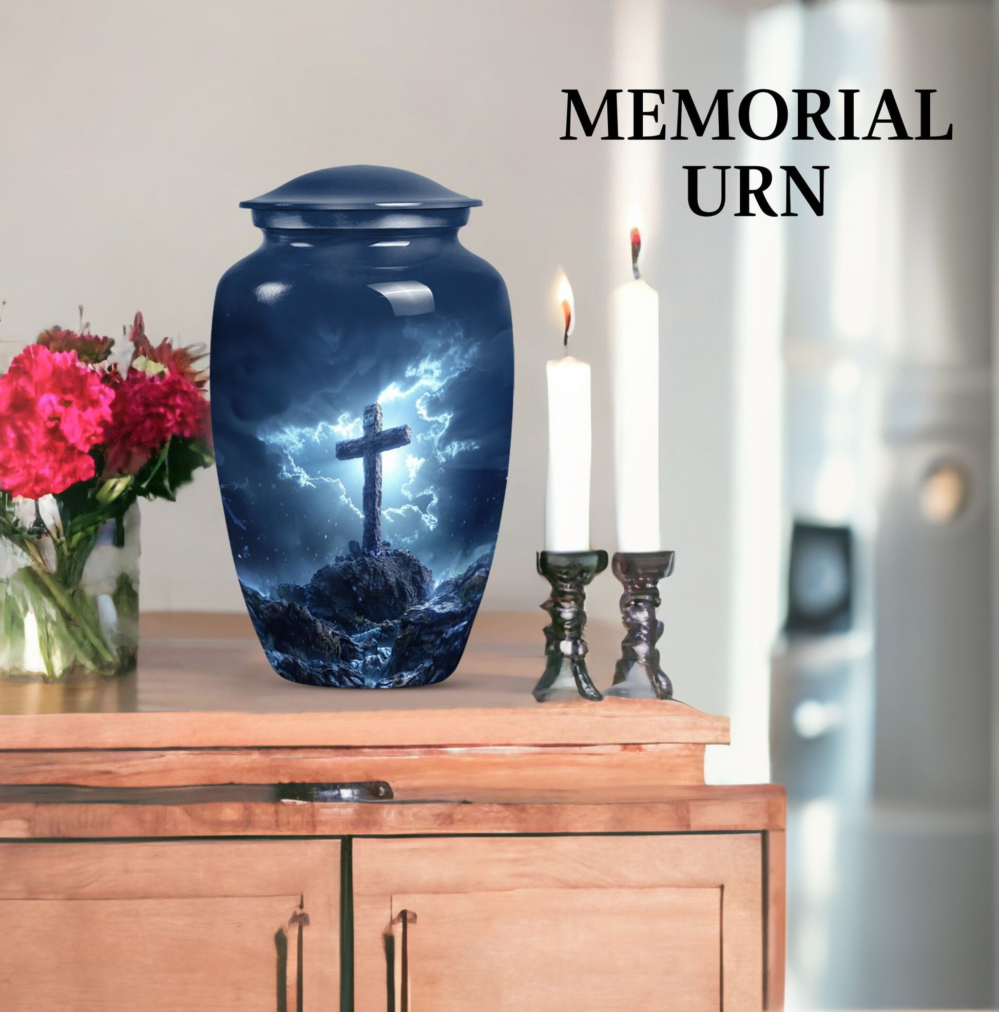 gramophone styled cross urn for male cremation