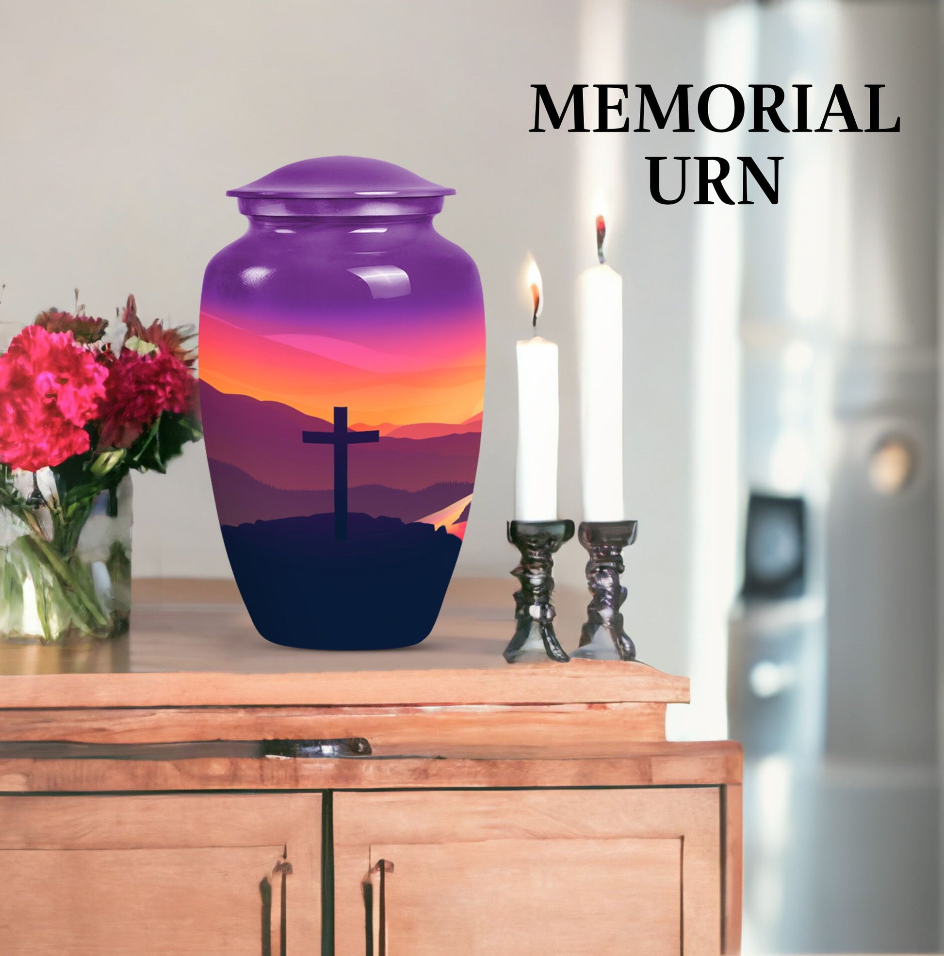 10-inch memorial cross urn in classic design for dad.