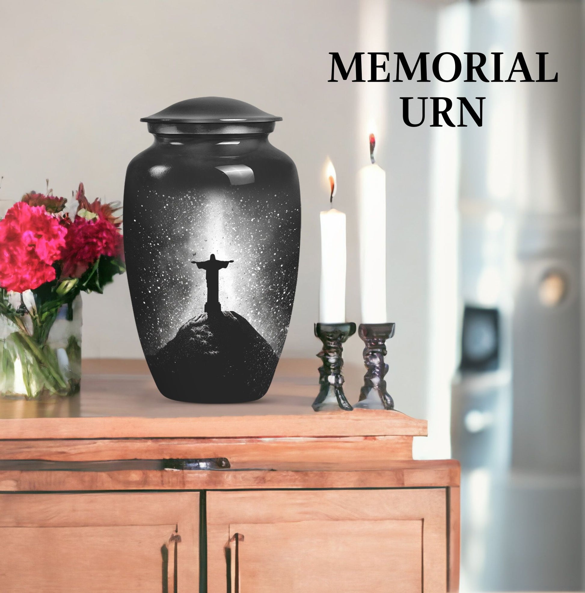 Classic 10-inch Gramophone themed cross urn