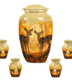 Deer Family Theme Large Urn With 4 Keepsake Urn