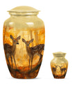 Deer Family Theme Large Urn With 1 Keepsake Urn