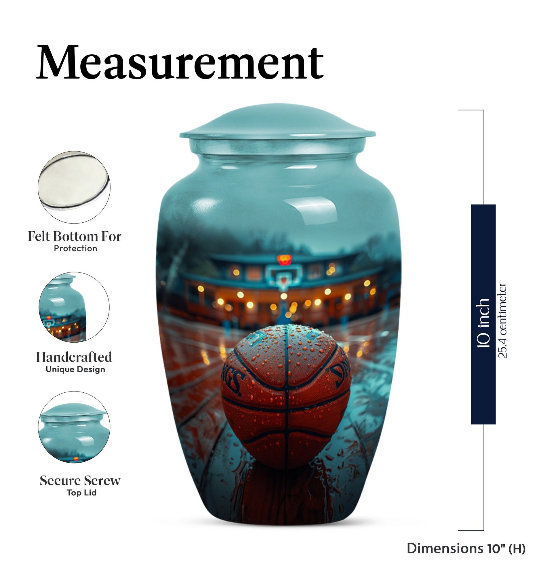 Classic 10-inch basketball-themed urn 