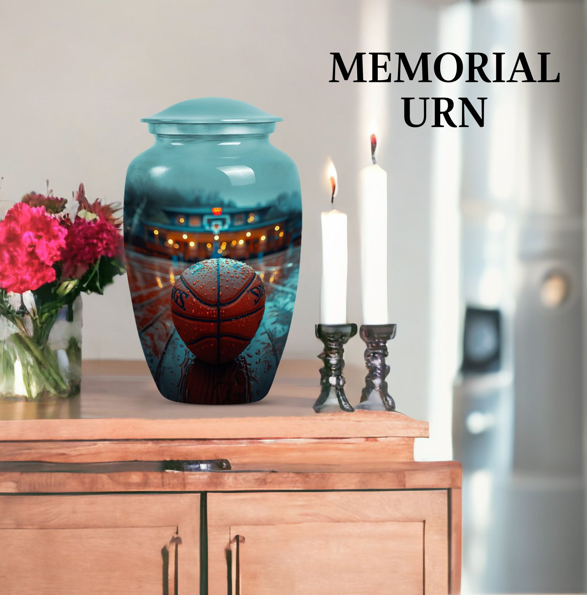 Classic 10-inch basketball-themed urn 