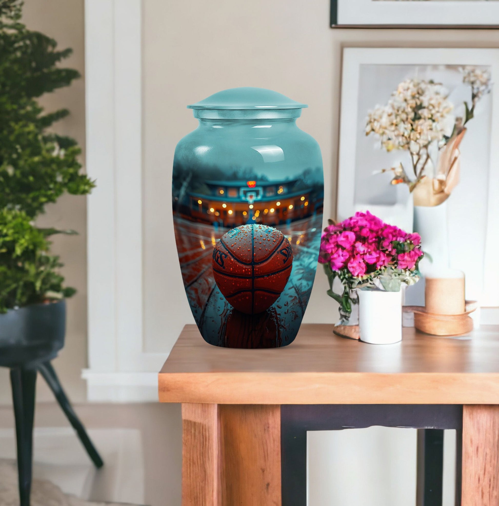 Classic 10-inch basketball-themed urn 