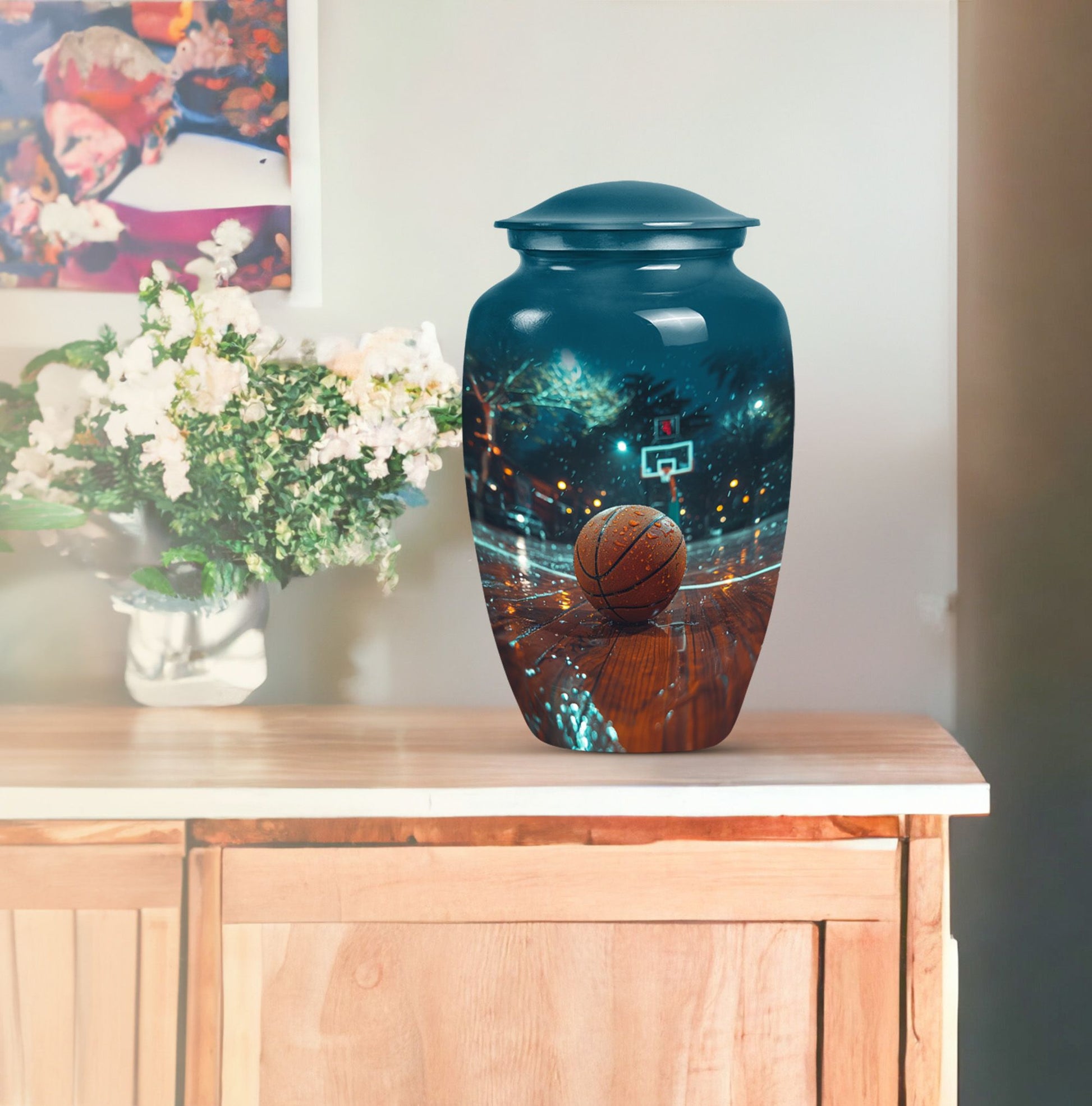 Classic 10-inch Gramophone-themed aluminium basketball Urn