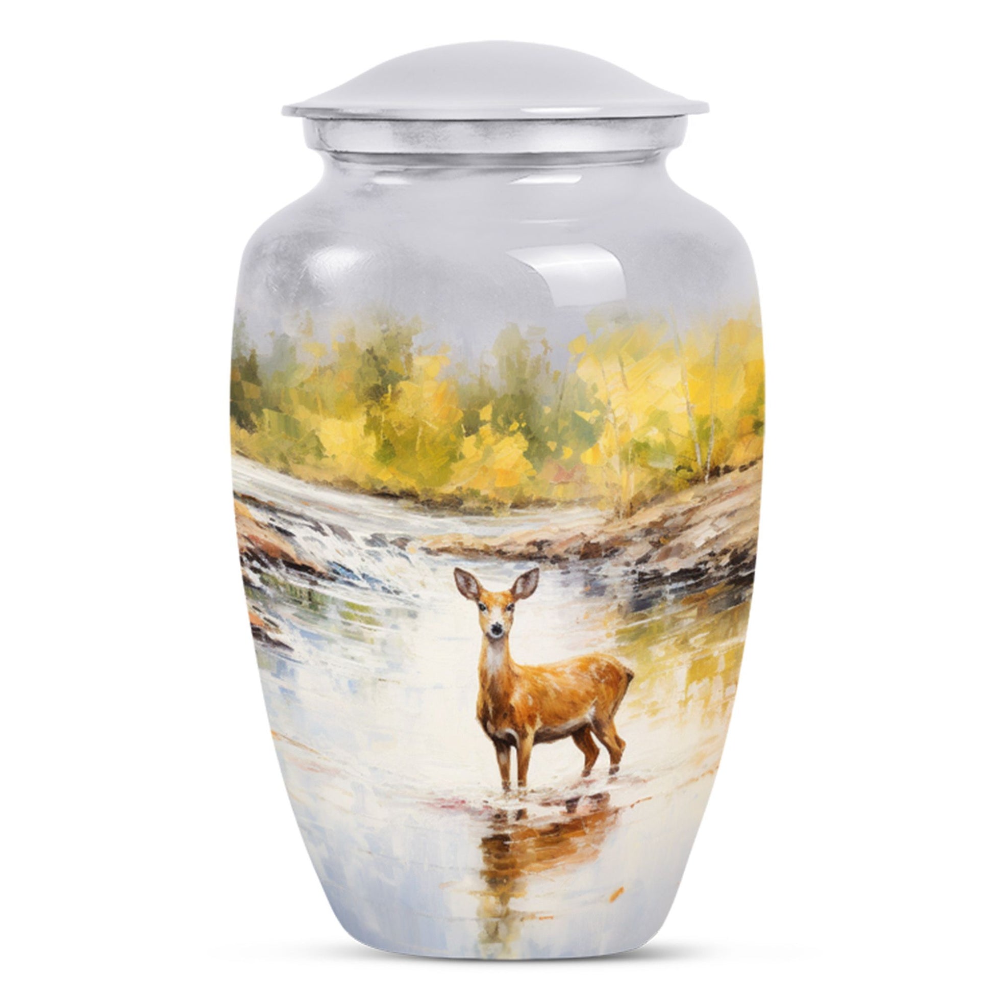 deer Urn made from Aluminium for woman's funeral ashes