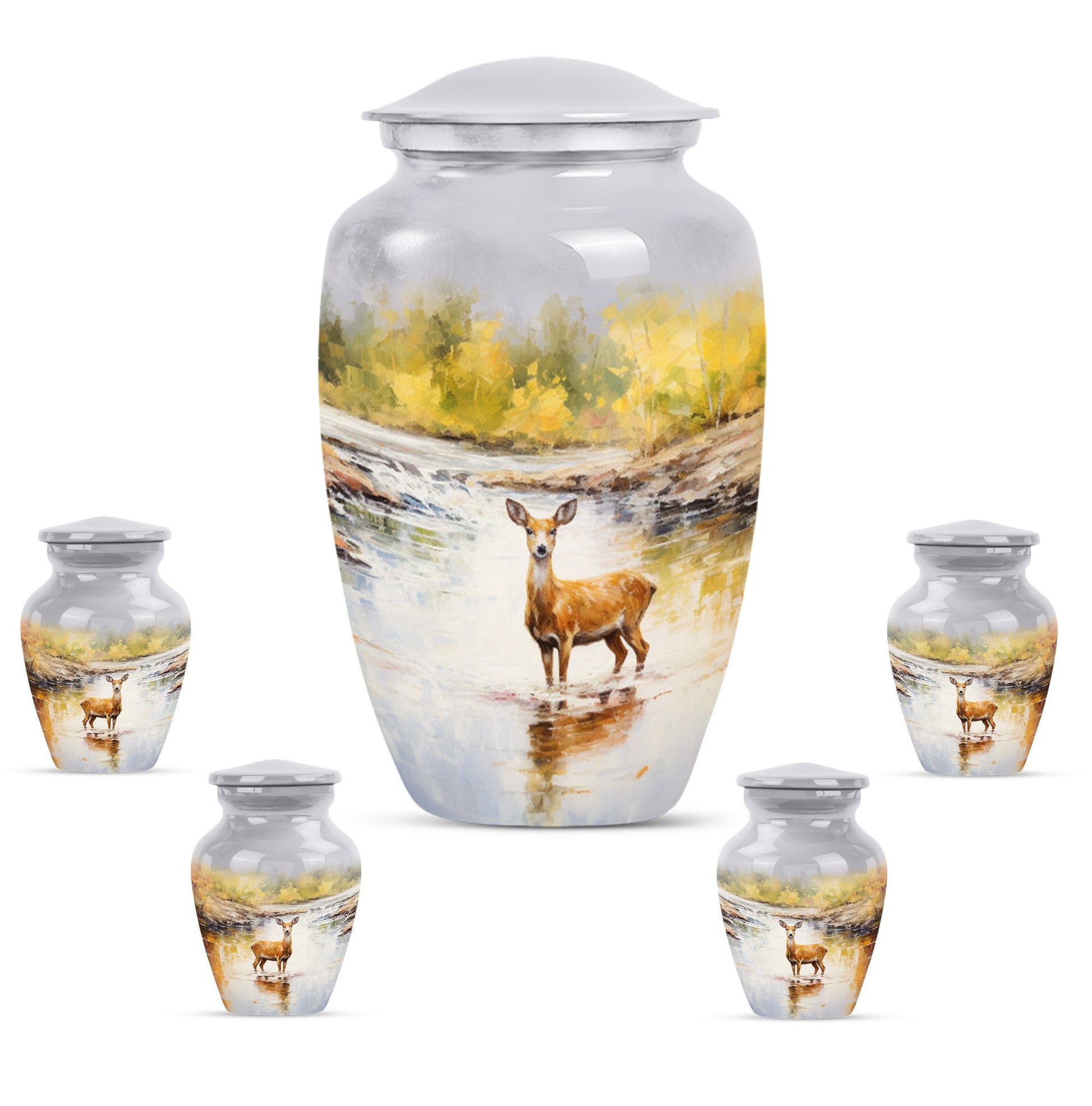 deer Urn made from Aluminium for woman's funeral ashes