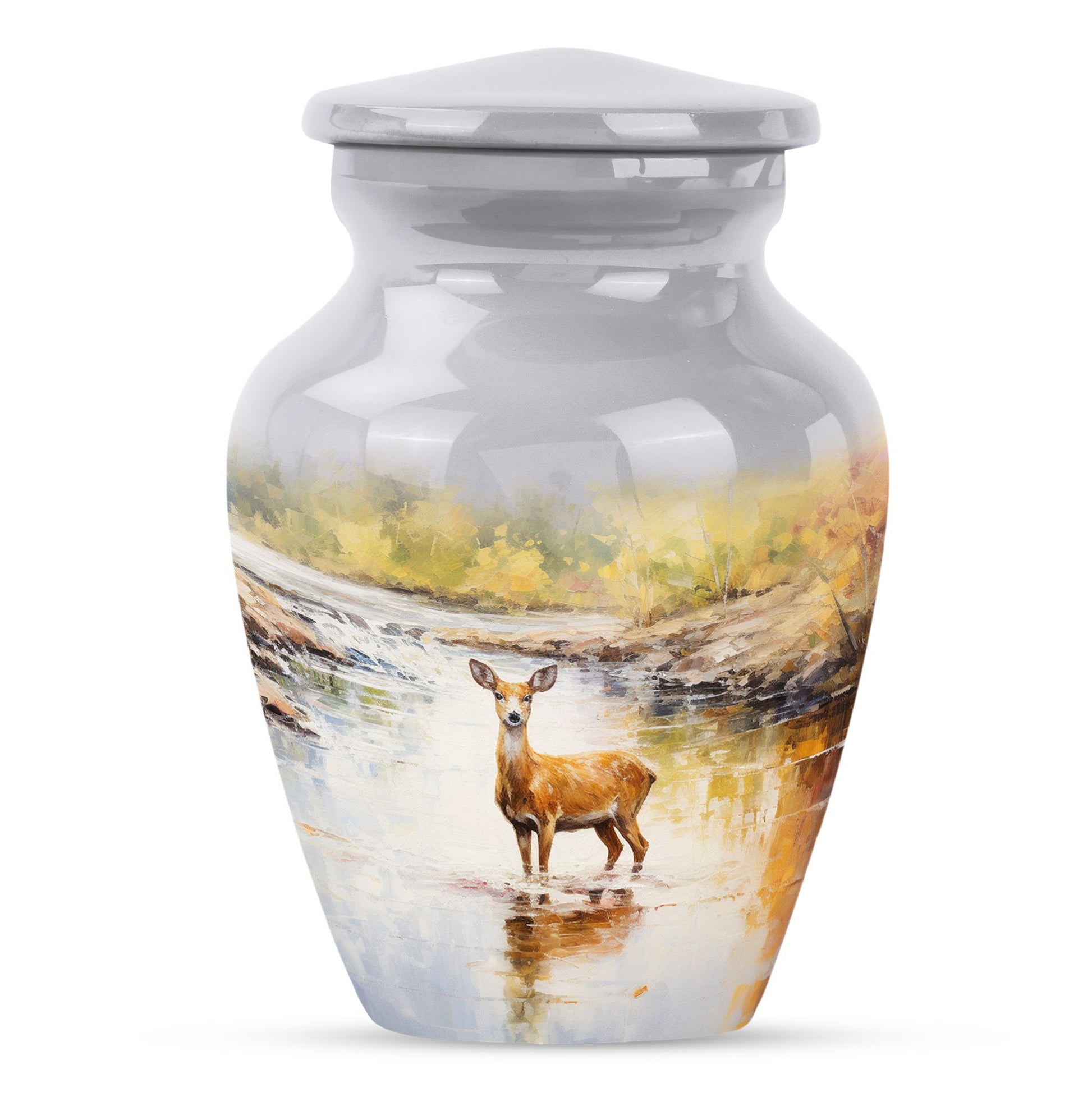 deer Urn made from Aluminium for woman's funeral ashes