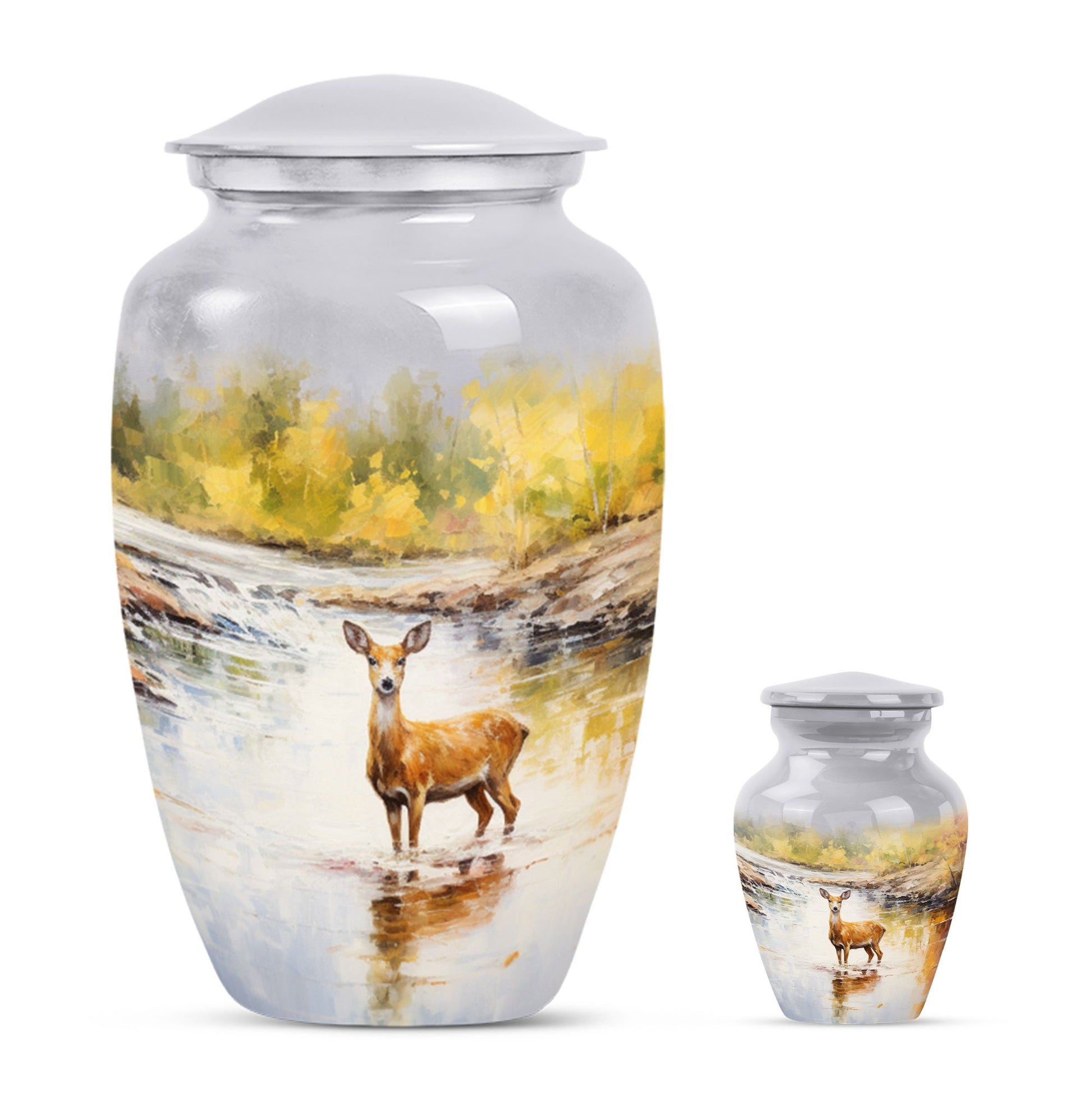 deer Urn made from Aluminium for woman's funeral ashes