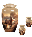 Horse Theme Large Urn With 2 Keepsake Urn
