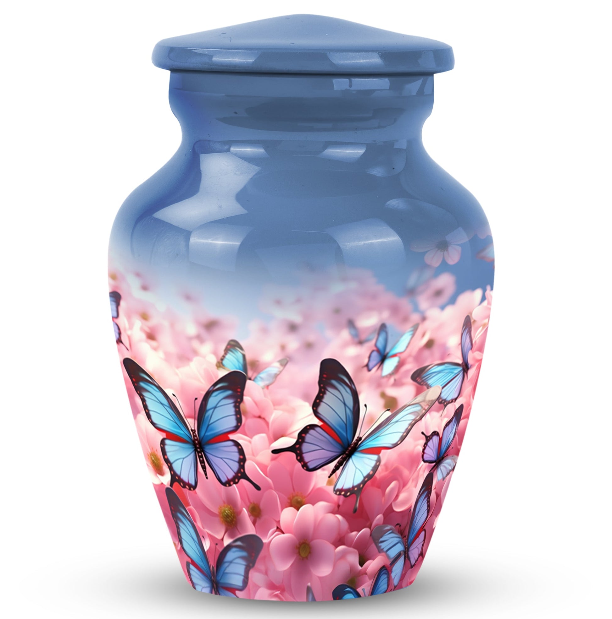 Pink Butterfly On Meadow Urns For Human Ashes Size 3 inch