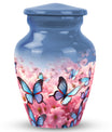 Pink Butterfly On Meadow Urns For Human Ashes Size 3 inch