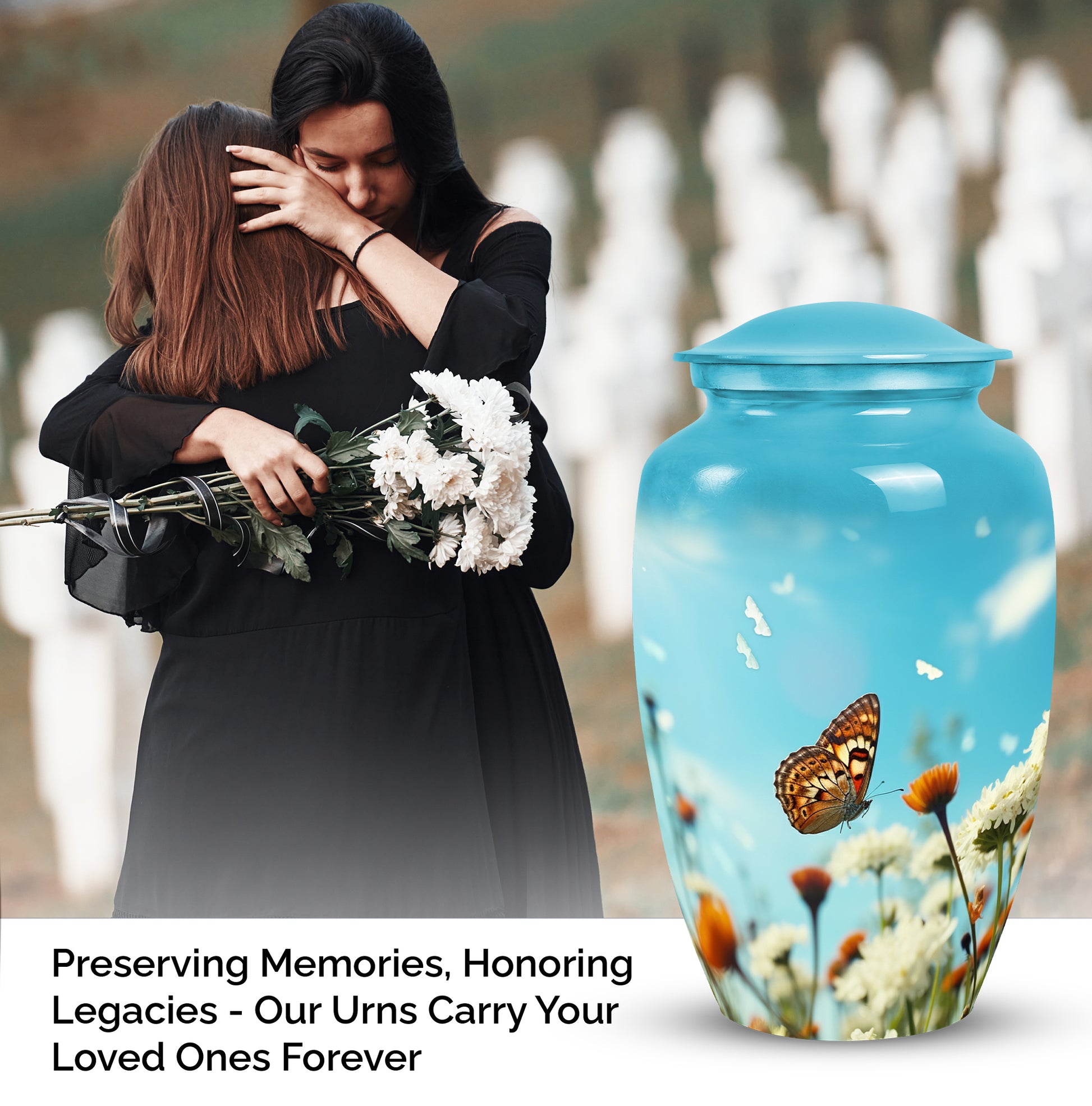 Blue Butterfly Urns For Human Ashes Size 10inch