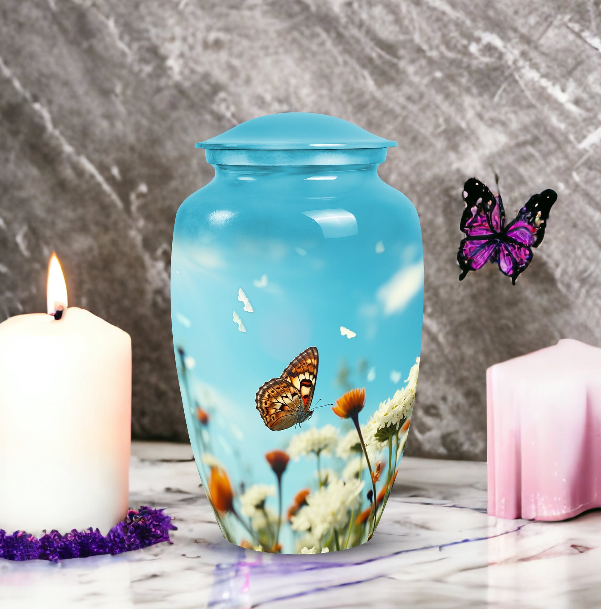 Blue Butterfly Urns For Human Ashes Size 10inch