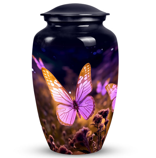 Pink Butterfly On Meadow Urns For Human Ashes Size 10inch
