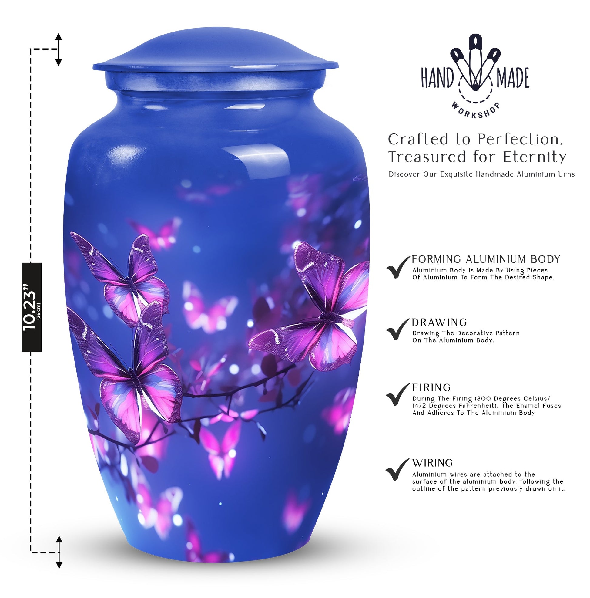 Purple Butterfly Cremation Urns Size 10inch