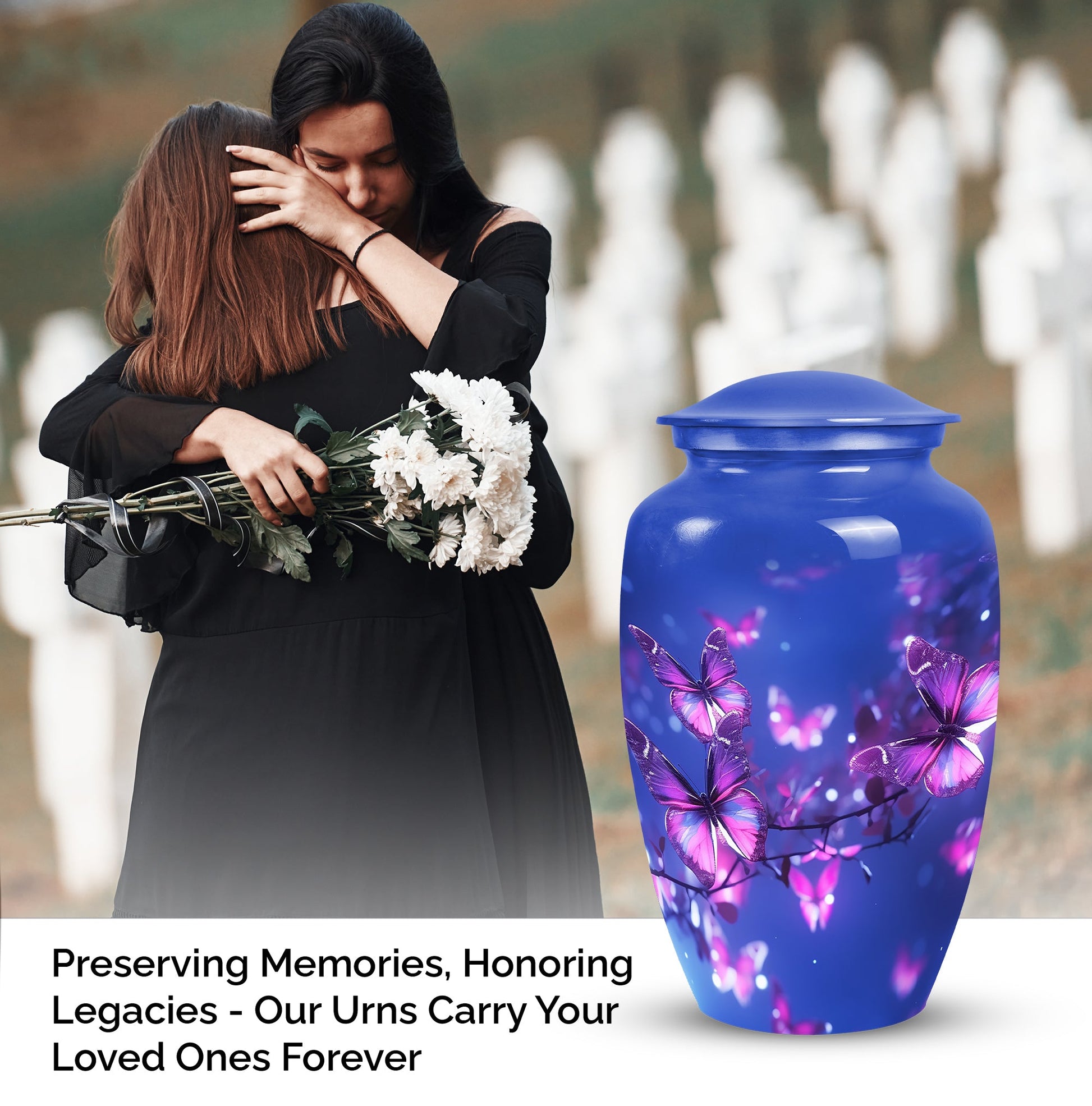 Purple Butterfly Cremation Urns Size 10inch