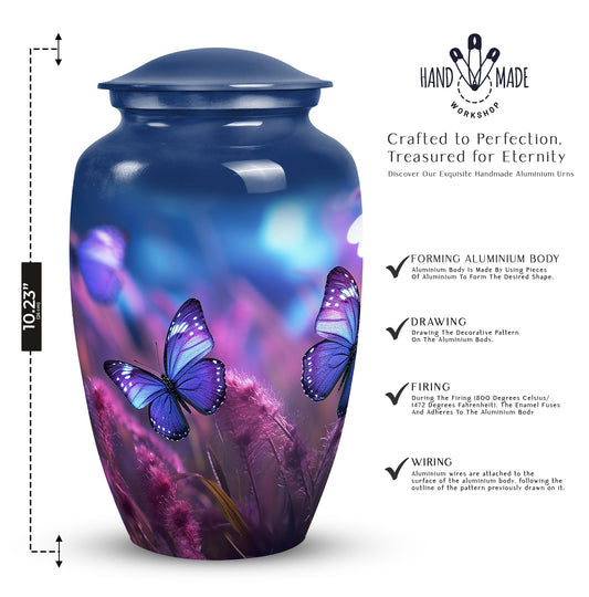 Butterfly On Purple Meadow Urns For Ashes For Adults Size 10inch