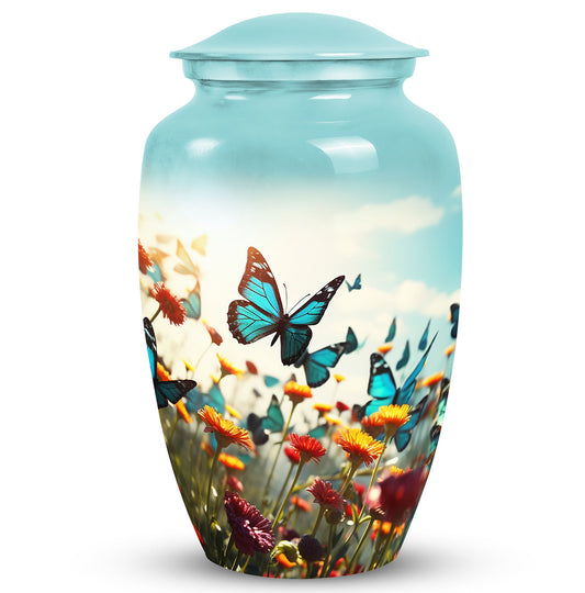 Colorful Butterflies Fly In A MeadowBurial Urns Size 10inch