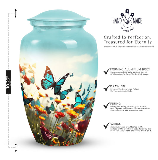Colorful Butterflies Fly In A MeadowBurial Urns Size 10inch