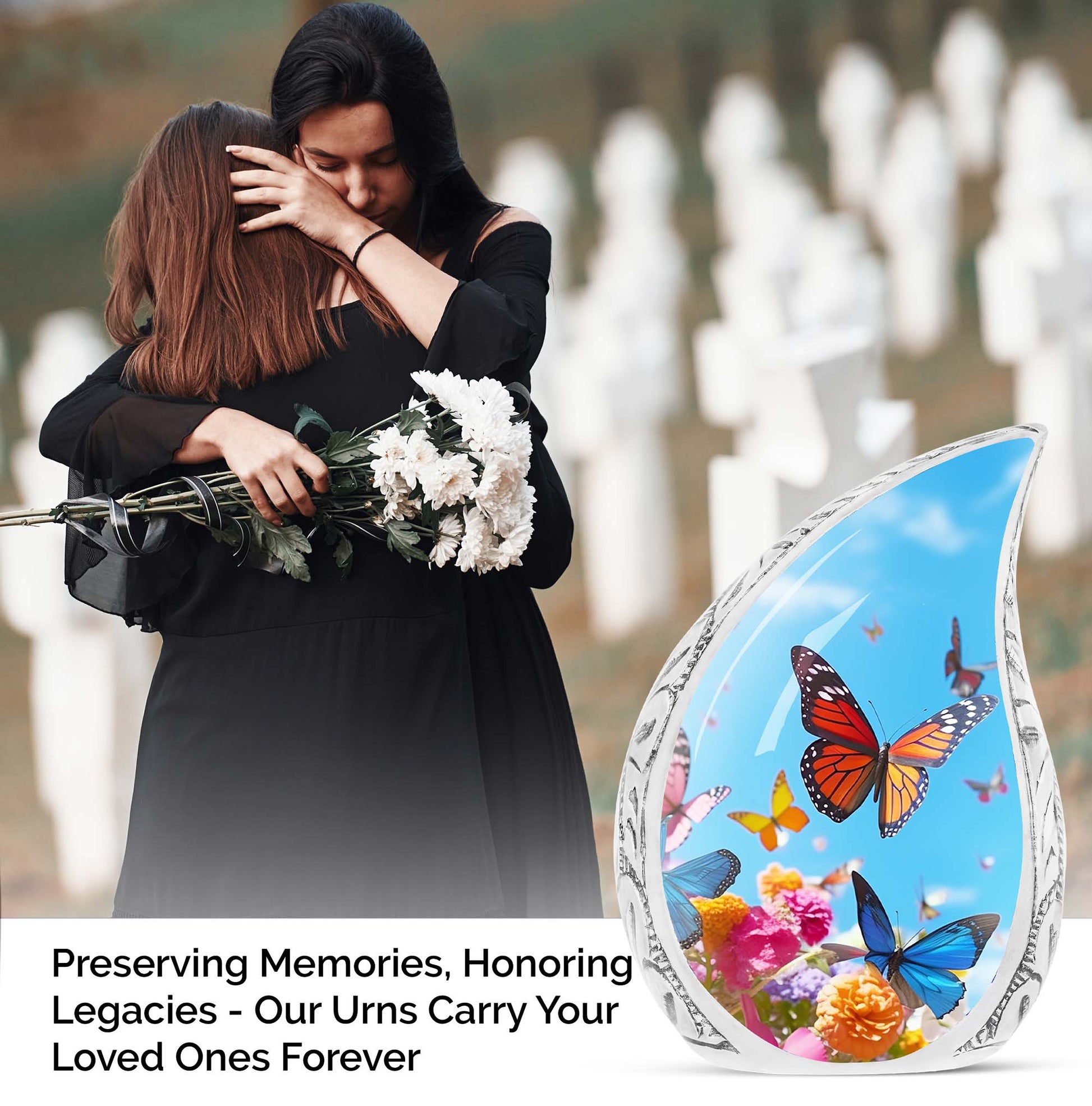 Colorful Butterflies Urn for Adult Ashes, ideal Cremation Urn for Dad's Human Remains