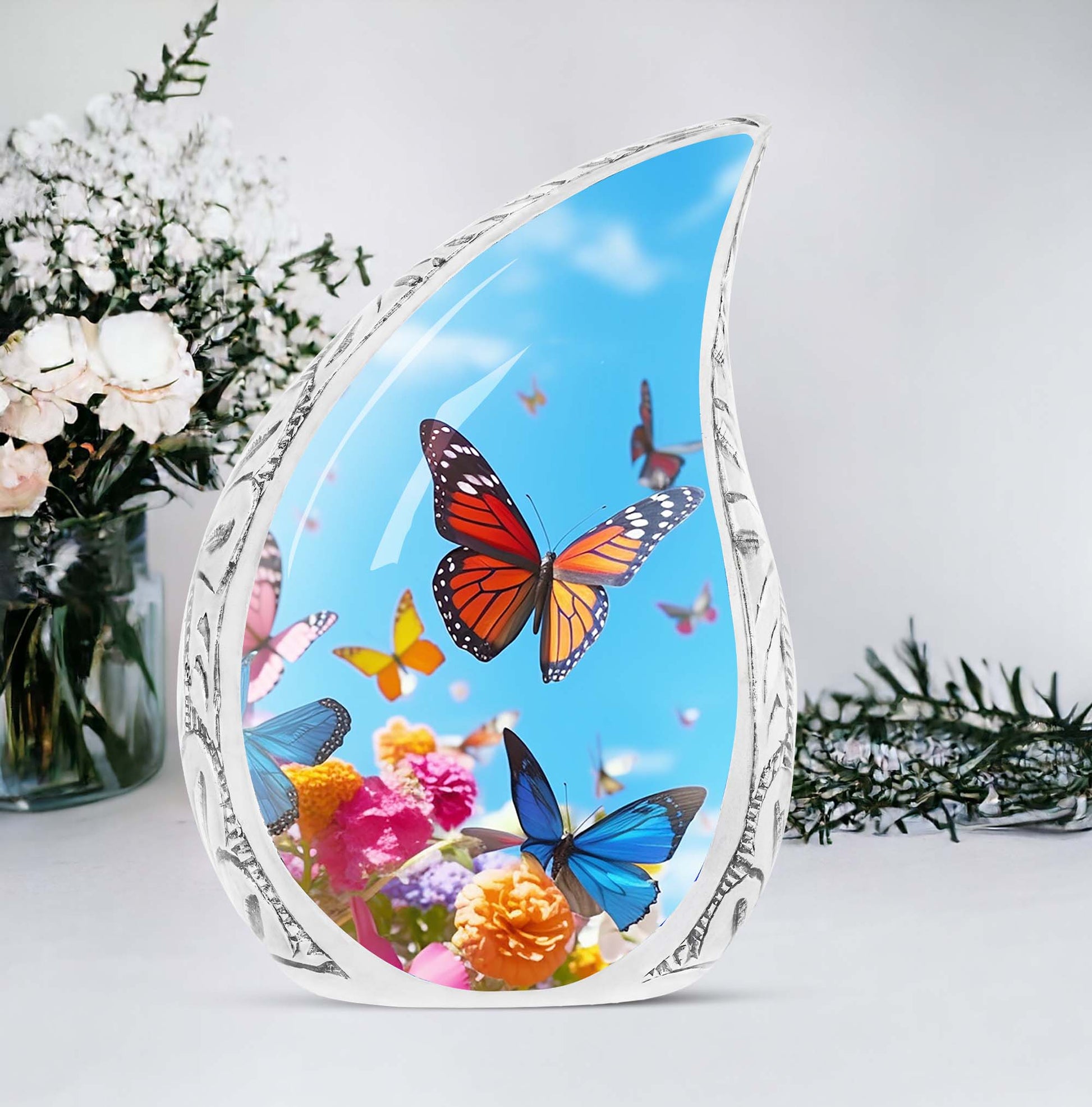 Colorful Butterflies Urn for Adult Ashes, ideal Cremation Urn for Dad's Human Remains