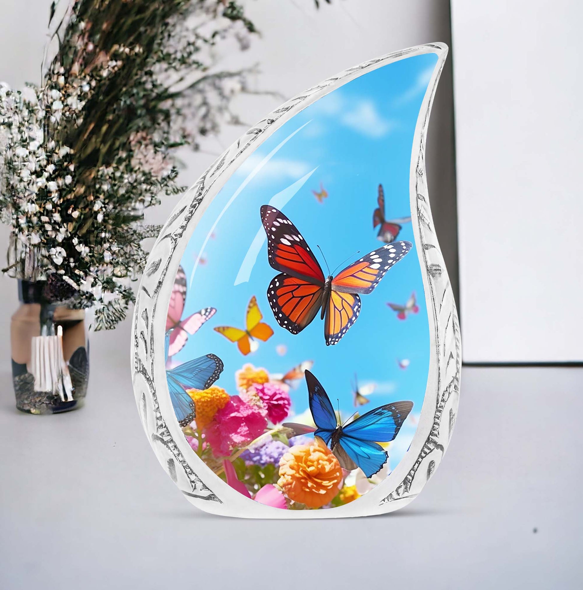 Colorful Butterflies Urn for Adult Ashes, ideal Cremation Urn for Dad's Human Remains