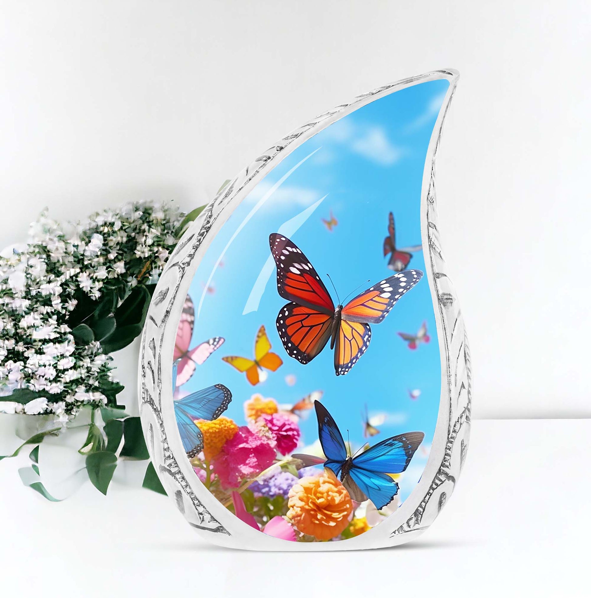 Colorful Butterflies Urn for Adult Ashes, ideal Cremation Urn for Dad's Human Remains