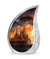 Elegant evening castle design cremation burial urn for adult ashes, appropriate memorial for men