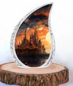 Elegant evening castle design cremation burial urn for adult ashes, appropriate memorial for men