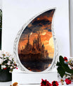 Elegant evening castle design cremation burial urn for adult ashes, appropriate memorial for men