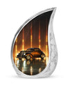 Classic car shaped urn for ashes for women, symbolizing an adult cremation urn and a miniature memorial urn