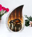 Classic car shaped urn for ashes for women, symbolizing an adult cremation urn and a miniature memorial urn