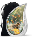 Dawn Flower Duckling - Duck Urn Large Memorial, Funeral Urn For Ashes