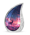 Crimson Twilight Vigil - Deer Urn Memorial, Funeral Cremation Urn