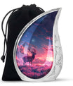 Crimson Twilight Vigil - Deer Urn Memorial, Funeral Cremation Urn