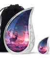 Crimson Twilight Vigil - Deer Urn Memorial, Funeral Cremation Urn