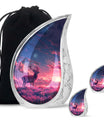 Crimson Twilight Vigil - Deer Urn Memorial, Funeral Cremation Urn