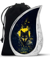 Electric Lupine - Wolf Urn Memorial, Funeral Cremation Urn For Ashes
