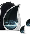 Celestial Wraith Wolf - Wolf Urn Large Memorial, Funeral Urn For Ashes