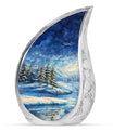 Snowflakes Small Urn Large Memorial, Funeral Urn For Ashes