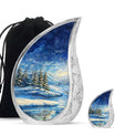 Snowflakes Small Urn Large Memorial, Funeral Urn For Ashes