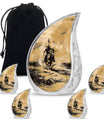 Cowboy Theme Large Urn With 4 Keepsake Urn