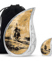 Cowboy Theme Large Urn With 1 Keepsake Urn