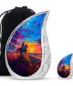 Cowboy Theme Large Urn With 1 Keepsake Urn