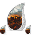 Elephant Family Theme Large Urn With 2 Keepsake Urn