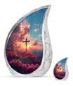 Cross Theme Large Urn With 1 Keepsake Urn